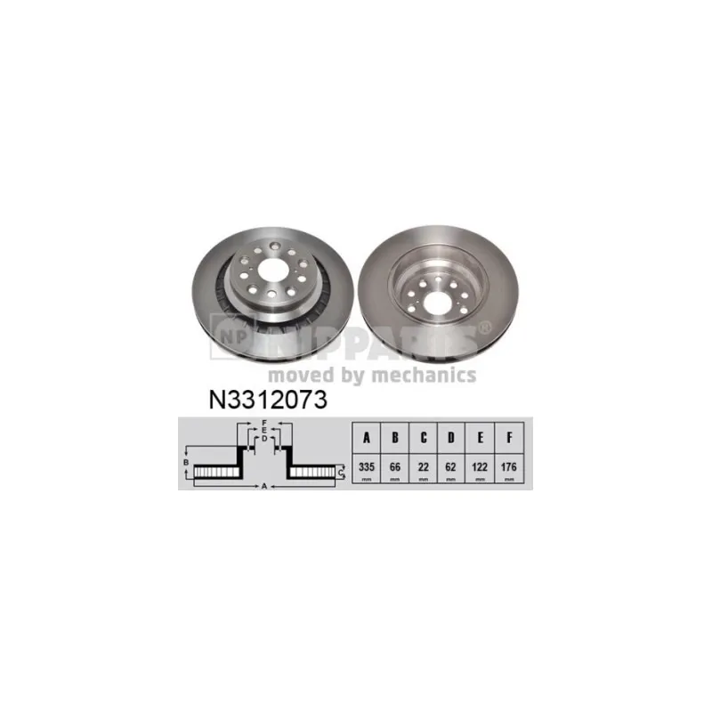 Disque de frein arrière gauche NIPPARTS N3312073