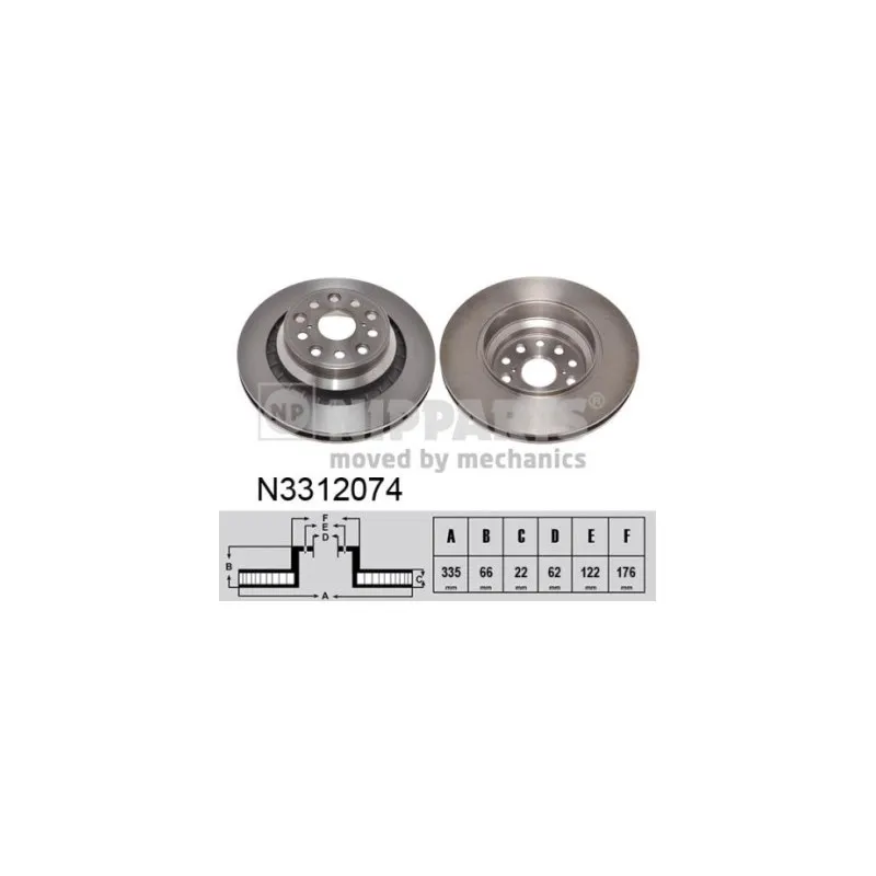 Disque de frein arrière droit NIPPARTS N3312074