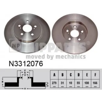 Jeu de 2 disques de frein arrière NIPPARTS N3312076