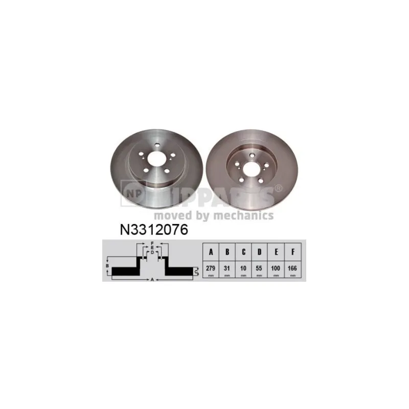 Jeu de 2 disques de frein arrière NIPPARTS N3312076