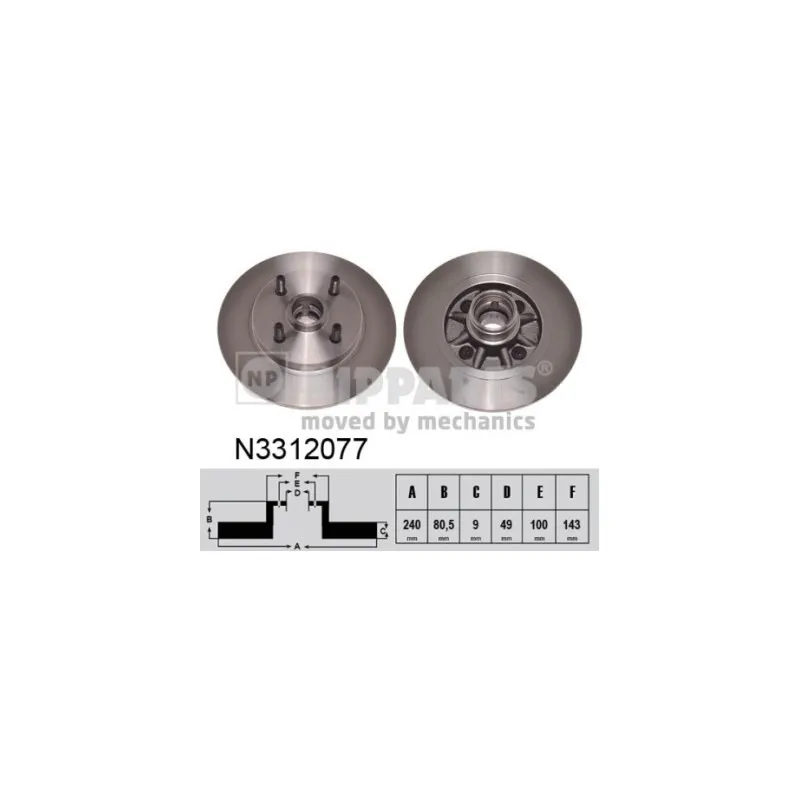 Jeu de 2 disques de frein arrière NIPPARTS N3312077