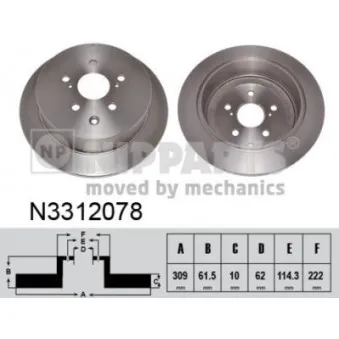 Jeu de 2 disques de frein arrière NIPPARTS