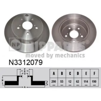 Jeu de 2 disques de frein arrière NIPPARTS N3312079