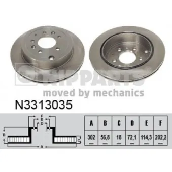 Jeu de 2 disques de frein arrière NIPPARTS N3313035