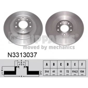 Jeu de 2 disques de frein arrière NIPPARTS N3313037