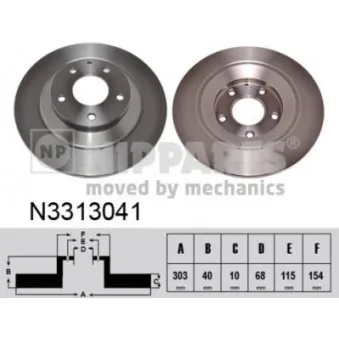 Jeu de 2 disques de frein arrière NIPPARTS N3313041