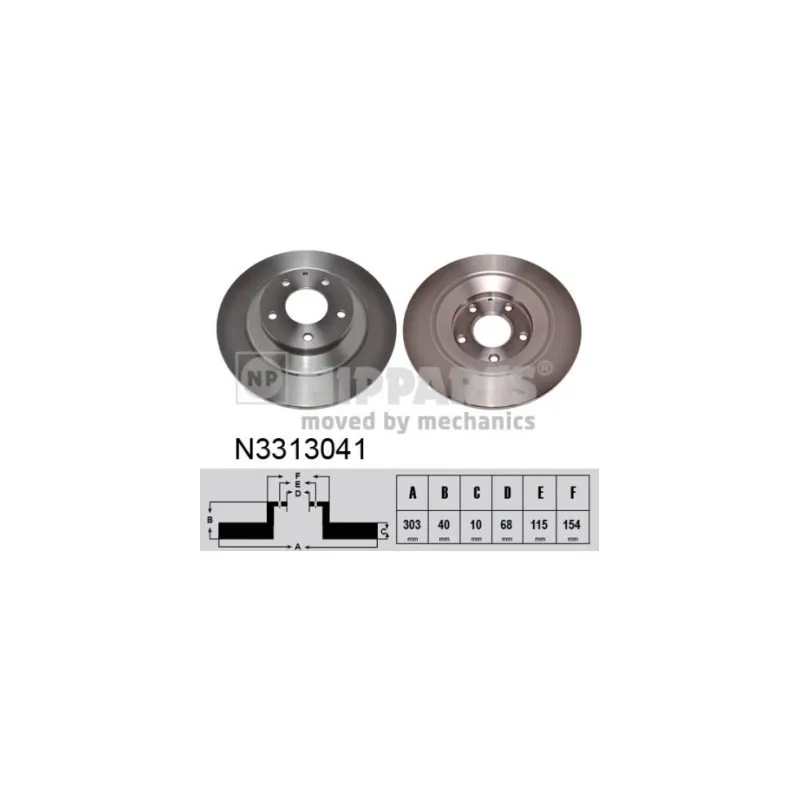 Jeu de 2 disques de frein arrière NIPPARTS N3313041