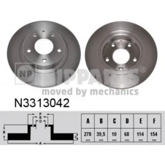 Jeu de 2 disques de frein arrière NIPPARTS N3313042