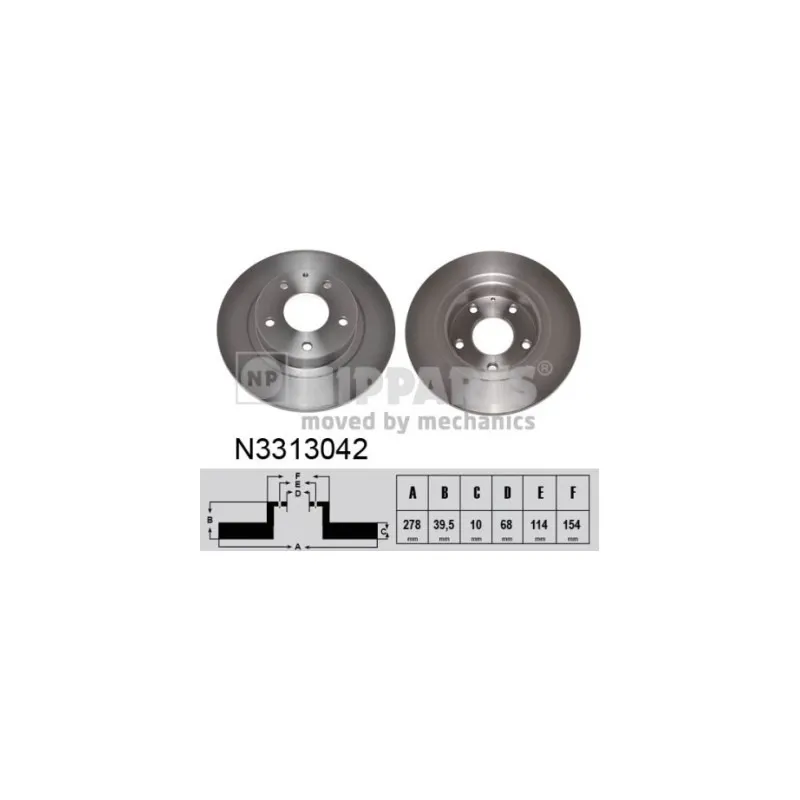 Jeu de 2 disques de frein arrière NIPPARTS N3313042