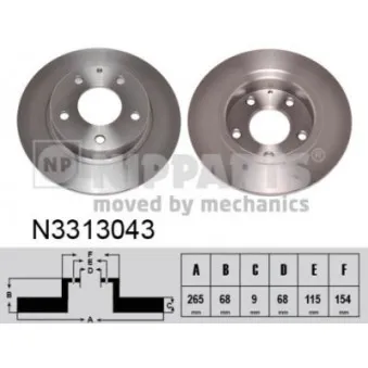 Jeu de 2 disques de frein arrière NIPPARTS N3313043