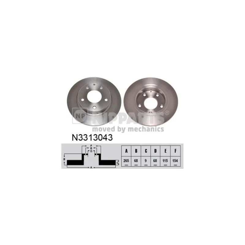 Jeu de 2 disques de frein arrière NIPPARTS N3313043
