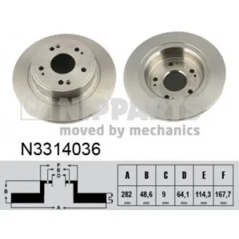 Jeu de 2 disques de frein arrière NIPPARTS N3314036