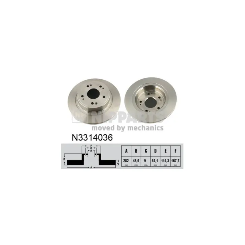 Jeu de 2 disques de frein arrière NIPPARTS N3314036