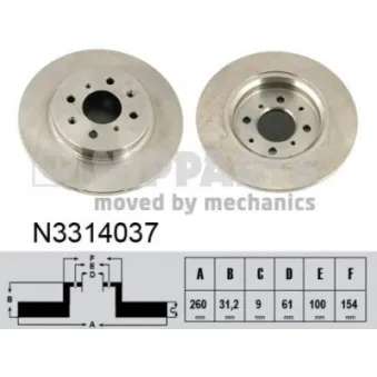 Jeu de 2 disques de frein arrière NIPPARTS N3314037