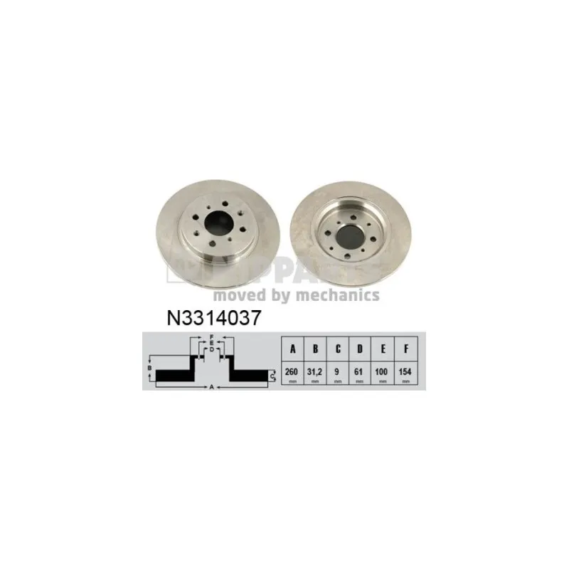 Jeu de 2 disques de frein arrière NIPPARTS N3314037