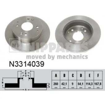 Jeu de 2 disques de frein arrière NIPPARTS N3314039