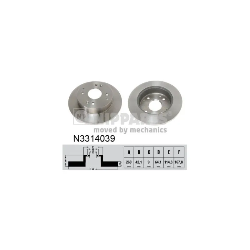 Jeu de 2 disques de frein arrière NIPPARTS N3314039