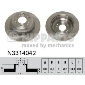 Jeu de 2 disques de frein arrière NIPPARTS N3314042