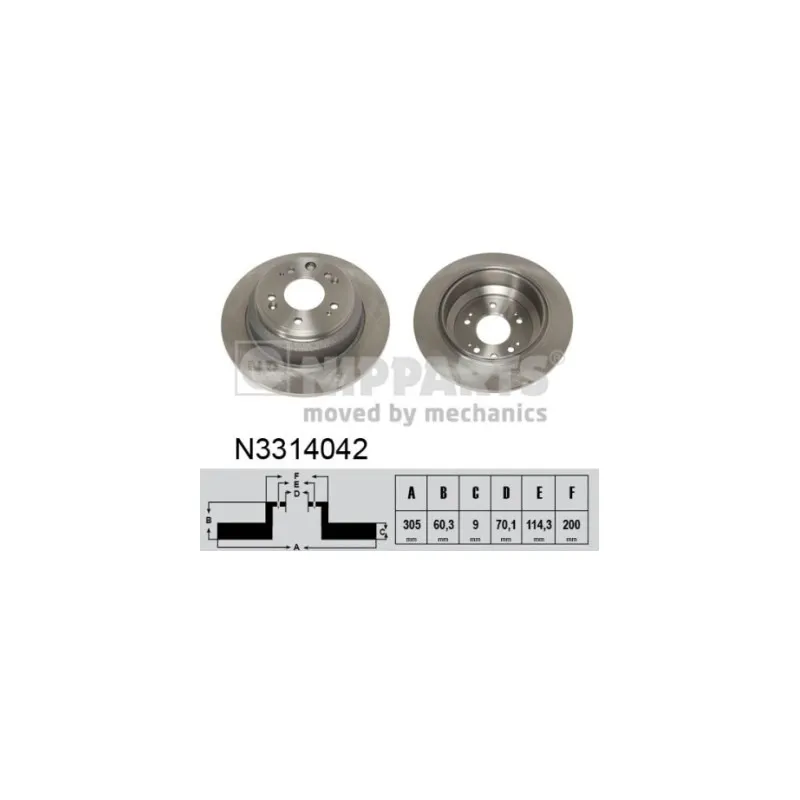 Jeu de 2 disques de frein arrière NIPPARTS N3314042