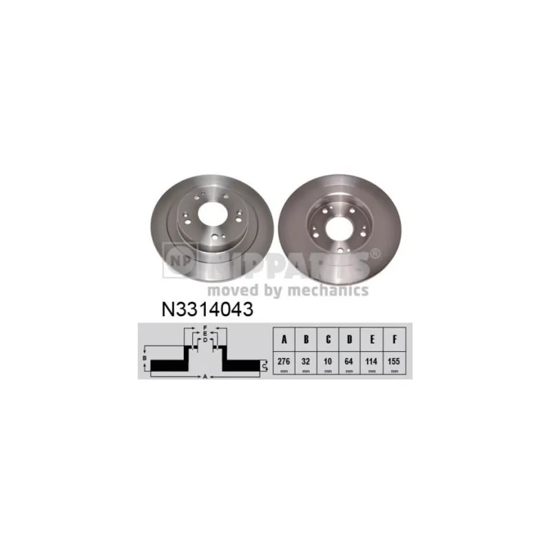 Jeu de 2 disques de frein arrière NIPPARTS N3314043