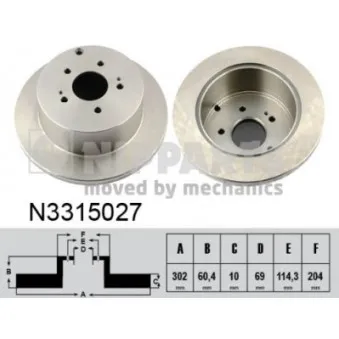 Jeu de 2 disques de frein arrière NIPPARTS N3315027