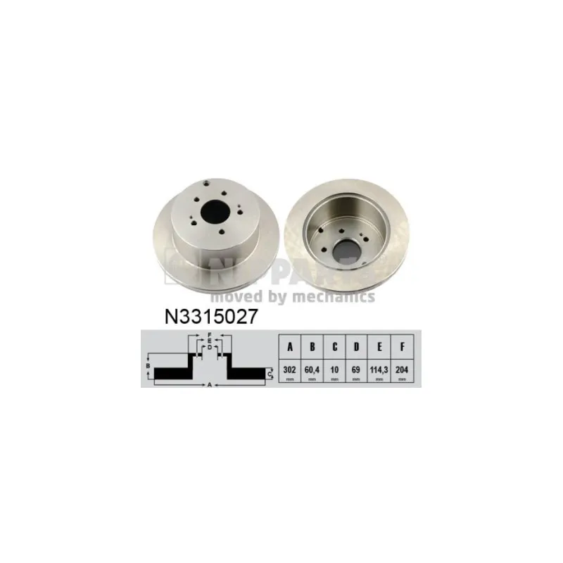 Jeu de 2 disques de frein arrière NIPPARTS N3315027