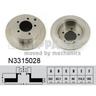 Jeu de 2 disques de frein arrière NIPPARTS N3315028