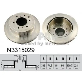 Jeu de 2 disques de frein arrière NIPPARTS N3315029
