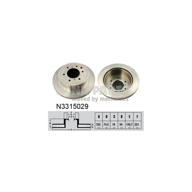 Jeu de 2 disques de frein arrière NIPPARTS N3315029