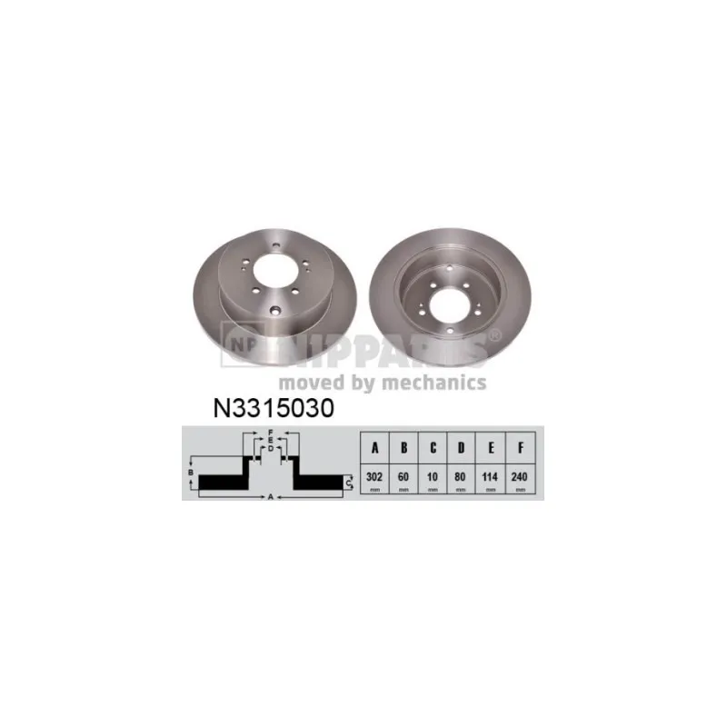 Jeu de 2 disques de frein arrière NIPPARTS N3315030