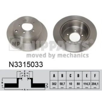 Jeu de 2 disques de frein arrière NIPPARTS N3315033