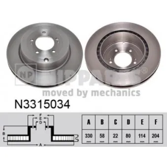 Jeu de 2 disques de frein arrière NIPPARTS N3315034