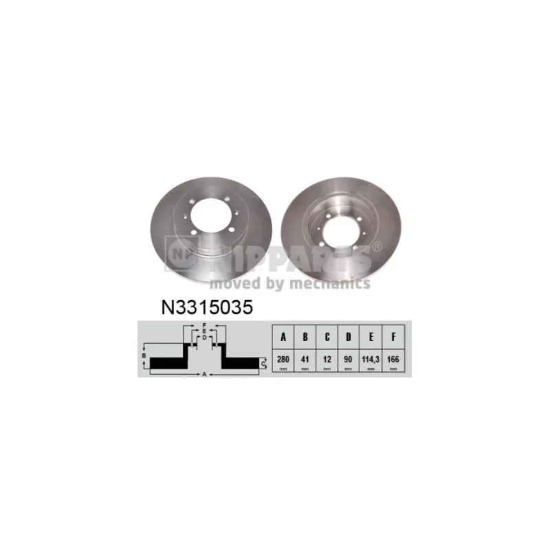 Jeu de 2 disques de frein arrière NIPPARTS N3315035