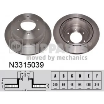 Jeu de 2 disques de frein avant NIPPARTS N3315039