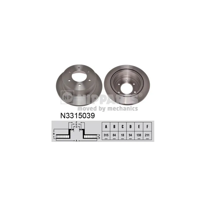 Jeu de 2 disques de frein avant NIPPARTS N3315039