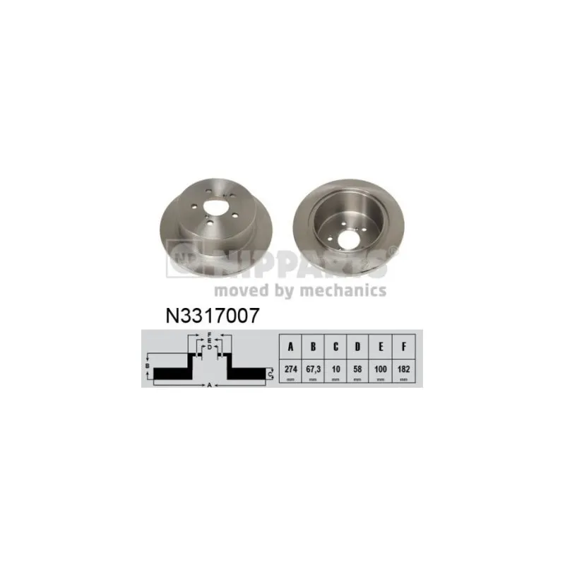Jeu de 2 disques de frein arrière NIPPARTS N3317007