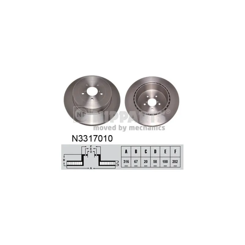 Jeu de 2 disques de frein arrière NIPPARTS N3317010
