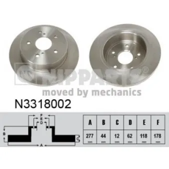 Jeu de 2 disques de frein arrière NIPPARTS N3318002
