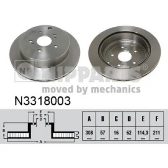 Jeu de 2 disques de frein arrière NIPPARTS N3318003