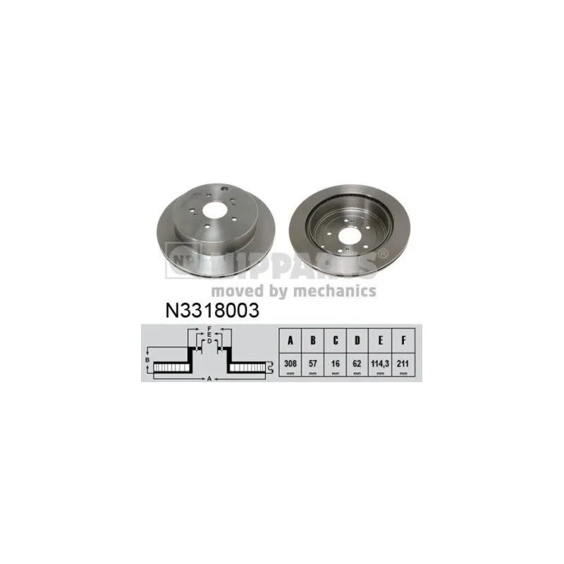 Jeu de 2 disques de frein arrière NIPPARTS N3318003