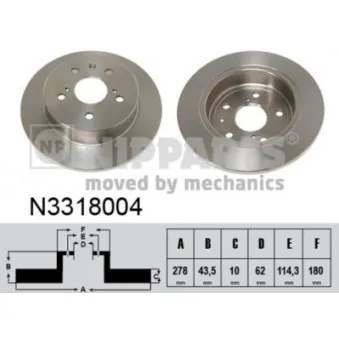 Jeu de 2 disques de frein arrière NIPPARTS N3318004
