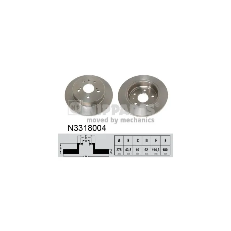 Jeu de 2 disques de frein arrière NIPPARTS N3318004
