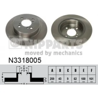 Jeu de 2 disques de frein arrière NIPPARTS N3318005