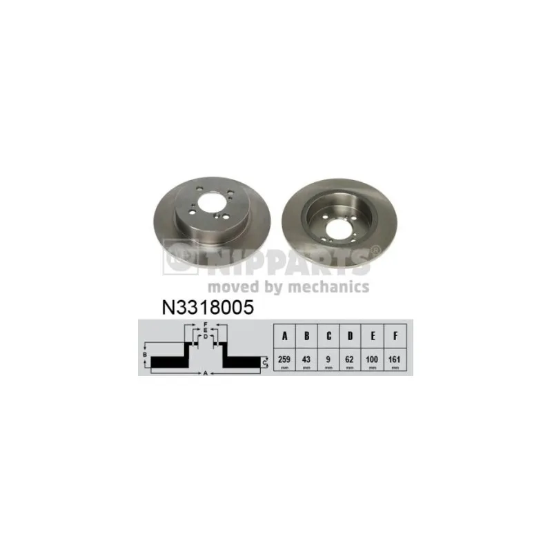 Jeu de 2 disques de frein arrière NIPPARTS N3318005