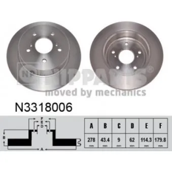 Jeu de 2 disques de frein arrière NIPPARTS N3318006
