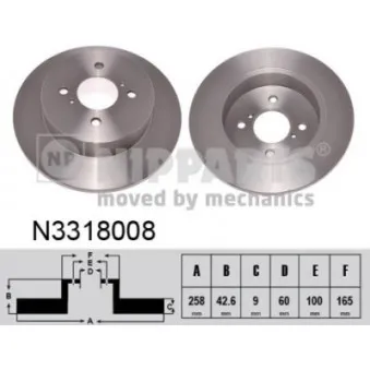 Jeu de 2 disques de frein arrière NIPPARTS N3318008
