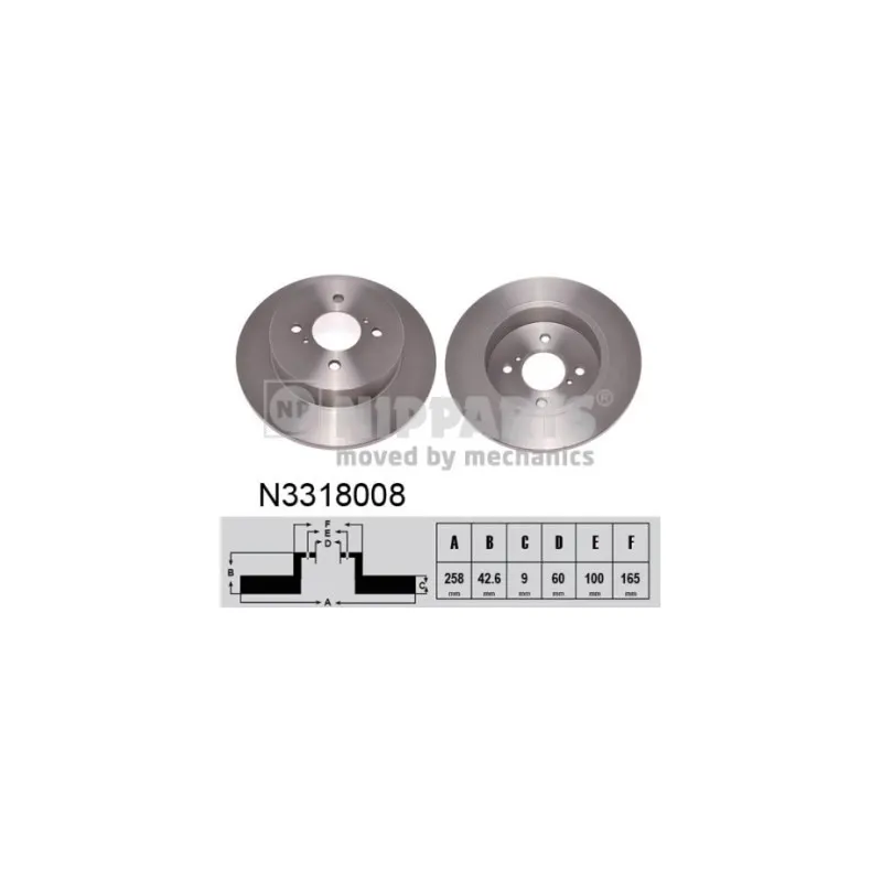 Jeu de 2 disques de frein arrière NIPPARTS N3318008