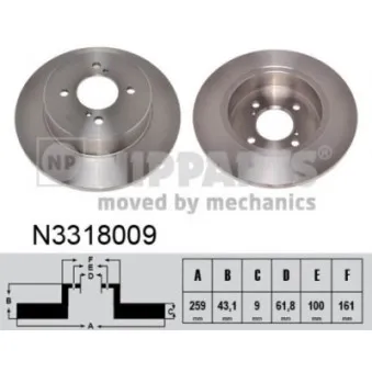 Jeu de 2 disques de frein arrière NIPPARTS N3318009