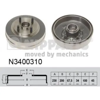 Tambour de frein NIPPARTS N3400310