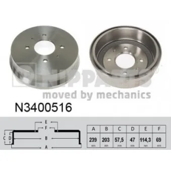 Tambour de frein NIPPARTS N3400516